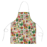 Hawaiian Santa Christmas Pattern Apron White Version - Polynesian Pride
