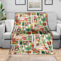 Hawaiian Santa Christmas Pattern Blanket White Version - Polynesian Pride