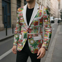 Hawaiian Santa Christmas Pattern Blazer White Version - Polynesian Pride