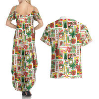 Hawaiian Santa Christmas Pattern Couples Matching Summer Maxi Dress and Hawaiian Shirt White Version - Polynesian Pride