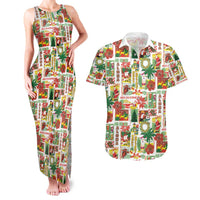Hawaiian Santa Christmas Pattern Couples Matching Tank Maxi Dress and Hawaiian Shirt White Version - Polynesian Pride