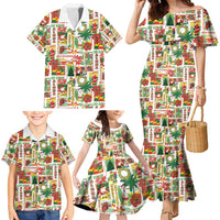 Hawaiian Santa Christmas Pattern Family Matching Mermaid Dress and Hawaiian Shirt White Version - Polynesian Pride