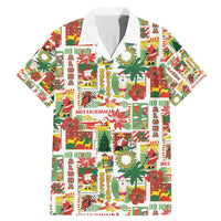 Hawaiian Santa Christmas Pattern Family Matching Mermaid Dress and Hawaiian Shirt White Version - Polynesian Pride