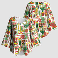 Hawaiian Santa Christmas Pattern Kimono Sleeve Blouse White Version - Polynesian Pride