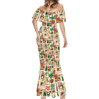 Hawaiian Santa Christmas Pattern Mermaid Dress White Version - Polynesian Pride