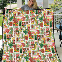Hawaiian Santa Christmas Pattern Quilt White Version - Polynesian Pride