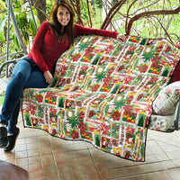 Hawaiian Santa Christmas Pattern Quilt White Version - Polynesian Pride