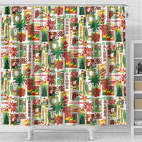 Hawaiian Santa Christmas Pattern Shower Curtain White Version - Polynesian Pride