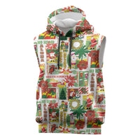 Hawaiian Santa Christmas Pattern Sleeveless Hoodie White Version - Polynesian Pride