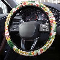 Hawaiian Santa Christmas Pattern Steering Wheel Cover White Version - Polynesian Pride
