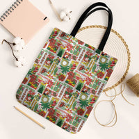 Hawaiian Santa Christmas Pattern Tote Bag White Version LT01 Black Strap One Size Red - Polynesian Pride
