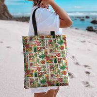 Hawaiian Santa Christmas Pattern Tote Bag White Version LT01 - Polynesian Pride