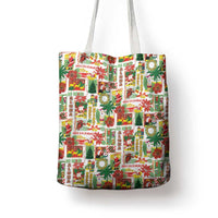 Hawaiian Santa Christmas Pattern Tote Bag White Version LT01 - Polynesian Pride