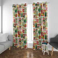 Hawaiian Santa Christmas Pattern Window Curtain White Version - Polynesian Pride