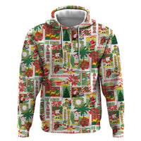 Hawaiian Santa Christmas Pattern Zip Hoodie White Version - Polynesian Pride