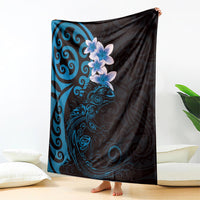 New Zealand Tuatara Plumeria Blanket Maori Blue Koru Tribal Tattoo LT01 - Polynesian Pride