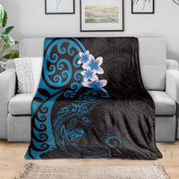 New Zealand Tuatara Plumeria Blanket Maori Blue Koru Tribal Tattoo LT01 - Polynesian Pride