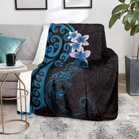 New Zealand Tuatara Plumeria Blanket Maori Blue Koru Tribal Tattoo LT01 - Polynesian Pride