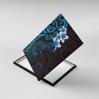 New Zealand Tuatara Plumeria Canvas Wall Art Maori Blue Koru Tribal Tattoo LT01 With Frame Blue - Polynesian Pride