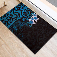 New Zealand Tuatara Plumeria Rubber Doormat Maori Blue Koru Tribal Tattoo LT01 - Polynesian Pride