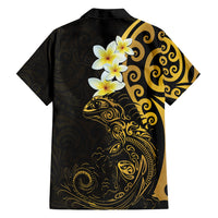 New Zealand Tuatara Plumeria Family Matching Summer Maxi Dress and Hawaiian Shirt Maori Gold Koru Tribal Tattoo LT01 - Polynesian Pride