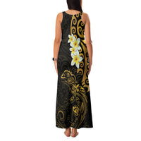 New Zealand Tuatara Plumeria Family Matching Tank Maxi Dress and Hawaiian Shirt Maori Gold Koru Tribal Tattoo LT01 - Polynesian Pride