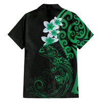 New Zealand Tuatara Plumeria Family Matching Tank Maxi Dress and Hawaiian Shirt Maori Green Koru Tribal Tattoo LT01 - Polynesian Pride