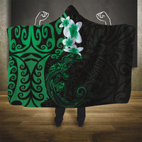New Zealand Tuatara Plumeria Hooded Blanket Maori Green Koru Tribal Tattoo
