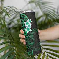 New Zealand Tuatara Plumeria Skinny Tumbler Maori Green Koru Tribal Tattoo LT01 - Polynesian Pride