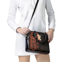 New Zealand Tuatara Plumeria Shoulder Handbag Maori Orange Koru Tribal Tattoo