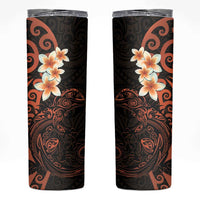 New Zealand Tuatara Plumeria Skinny Tumbler Maori Orange Koru Tribal Tattoo LT01 Orange - Polynesian Pride