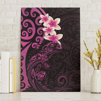 New Zealand Tuatara Plumeria Canvas Wall Art Maori Pink Koru Tribal Tattoo LT01 Without Frame Pink - Polynesian Pride