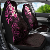New Zealand Tuatara Plumeria Car Seat Cover Maori Pink Koru Tribal Tattoo