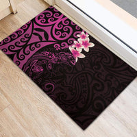 New Zealand Tuatara Plumeria Rubber Doormat Maori Pink Koru Tribal Tattoo LT01 - Polynesian Pride