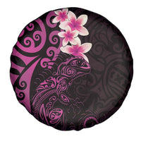 New Zealand Tuatara Plumeria Spare Tire Cover Maori Pink Koru Tribal Tattoo