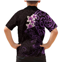 New Zealand Tuatara Plumeria Family Matching Mermaid Dress and Hawaiian Shirt Maori Purple Koru Tribal Tattoo LT01 - Polynesian Pride