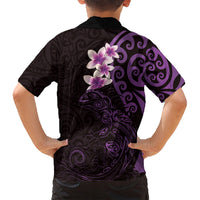 New Zealand Tuatara Plumeria Family Matching Tank Maxi Dress and Hawaiian Shirt Maori Purple Koru Tribal Tattoo LT01 - Polynesian Pride