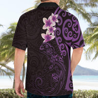 New Zealand Tuatara Plumeria Hawaiian Shirt Maori Purple Koru Tribal Tattoo LT01 - Polynesian Pride