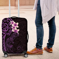 New Zealand Tuatara Plumeria Luggage Cover Maori Purple Koru Tribal Tattoo