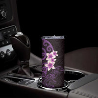 New Zealand Tuatara Plumeria Skinny Tumbler Maori Purple Koru Tribal Tattoo LT01 - Polynesian Pride