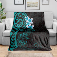 New Zealand Tuatara Plumeria Blanket Maori Teal Koru Tribal Tattoo LT01 - Polynesian Pride