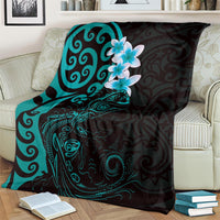 New Zealand Tuatara Plumeria Blanket Maori Teal Koru Tribal Tattoo LT01 - Polynesian Pride