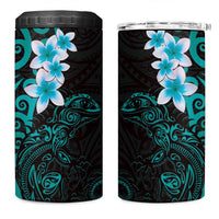 New Zealand Tuatara Plumeria 4 in 1 Can Cooler Tumbler Maori Teal Koru Tribal Tattoo LT01 One Size: 16 oz Teal - Polynesian Pride