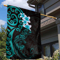 New Zealand Tuatara Plumeria Garden Flag Maori Teal Koru Tribal Tattoo