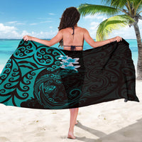 New Zealand Tuatara Plumeria Sarong Maori Teal Koru Tribal Tattoo