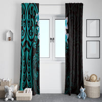 New Zealand Tuatara Plumeria Window Curtain Maori Teal Koru Tribal Tattoo LT01 - Polynesian Pride