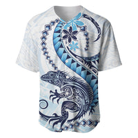 Blue Maori Tuatara Baseball Jersey Luxury Pastel Pattern LT01 Blue - Polynesian Pride