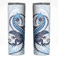 Blue Maori Tuatara Skinny Tumbler Luxury Pastel Pattern LT01 Blue - Polynesian Pride