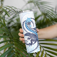 Blue Maori Tuatara Skinny Tumbler Luxury Pastel Pattern LT01 - Polynesian Pride