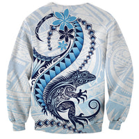 Blue Maori Tuatara Sweatshirt Luxury Pastel Pattern LT01 - Polynesian Pride